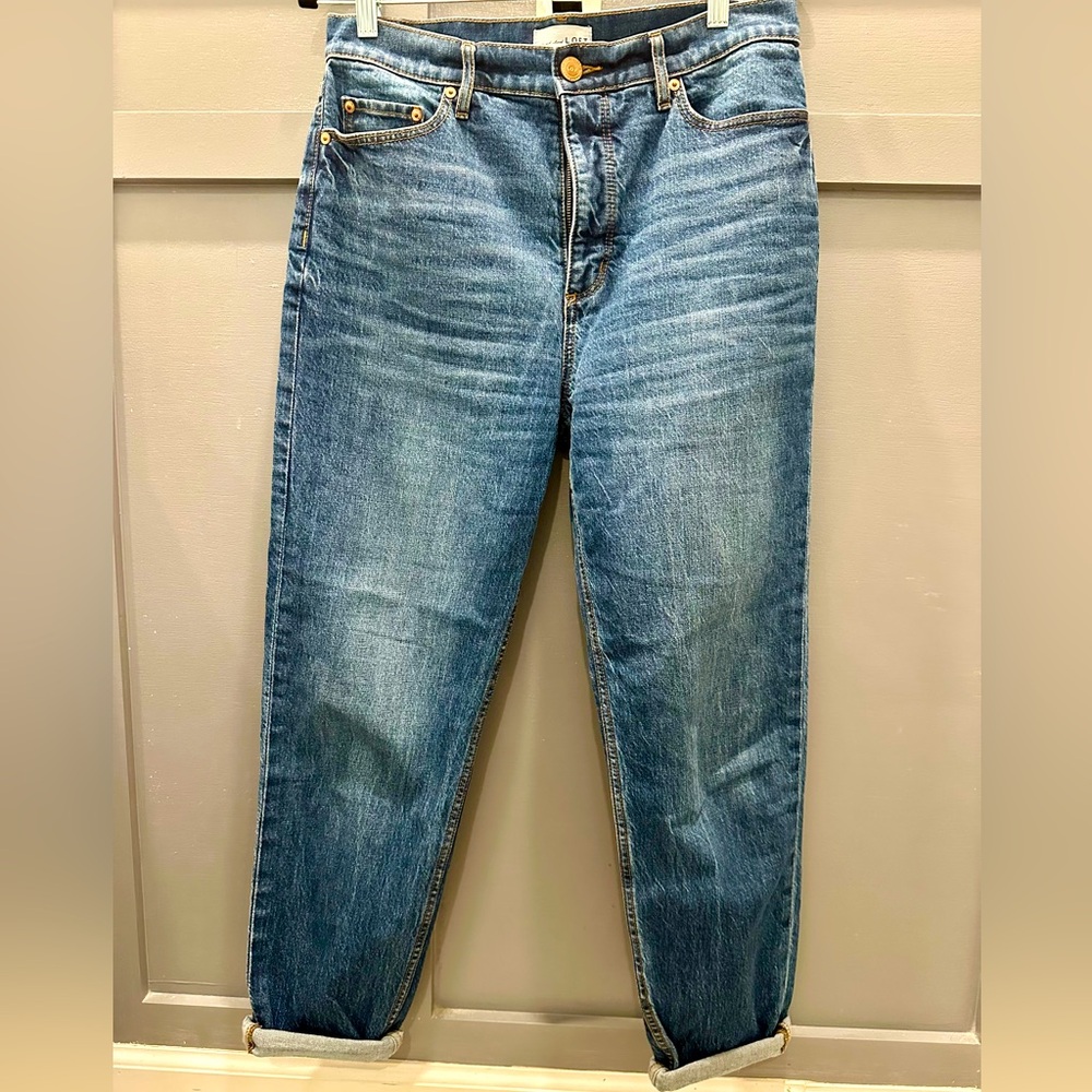 Loft Relaxed Blue Denim Jeans with Vintage Wash